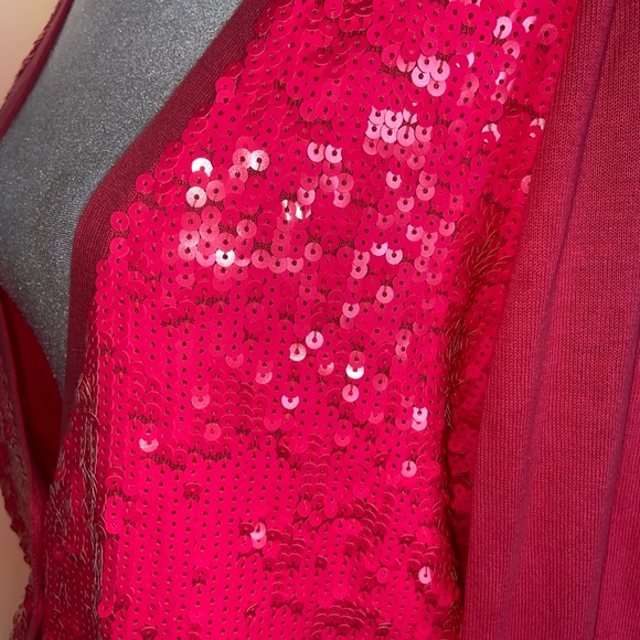 Moda International Pink Sequin Cardigan size M.       (C) - Picture 5 of 11